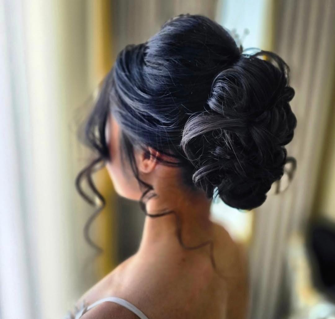 Bournemouth Bridal updo diamond hair and make up