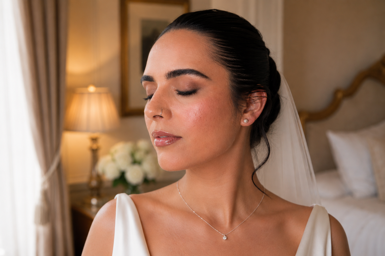 Editorial bridal makeup close up